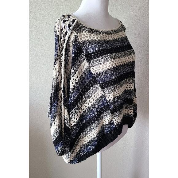 FREE PEOPLE Oversized Dolman Open Knit Stripes Linen Cotton Women Sweater XS - Picture 5 of 15